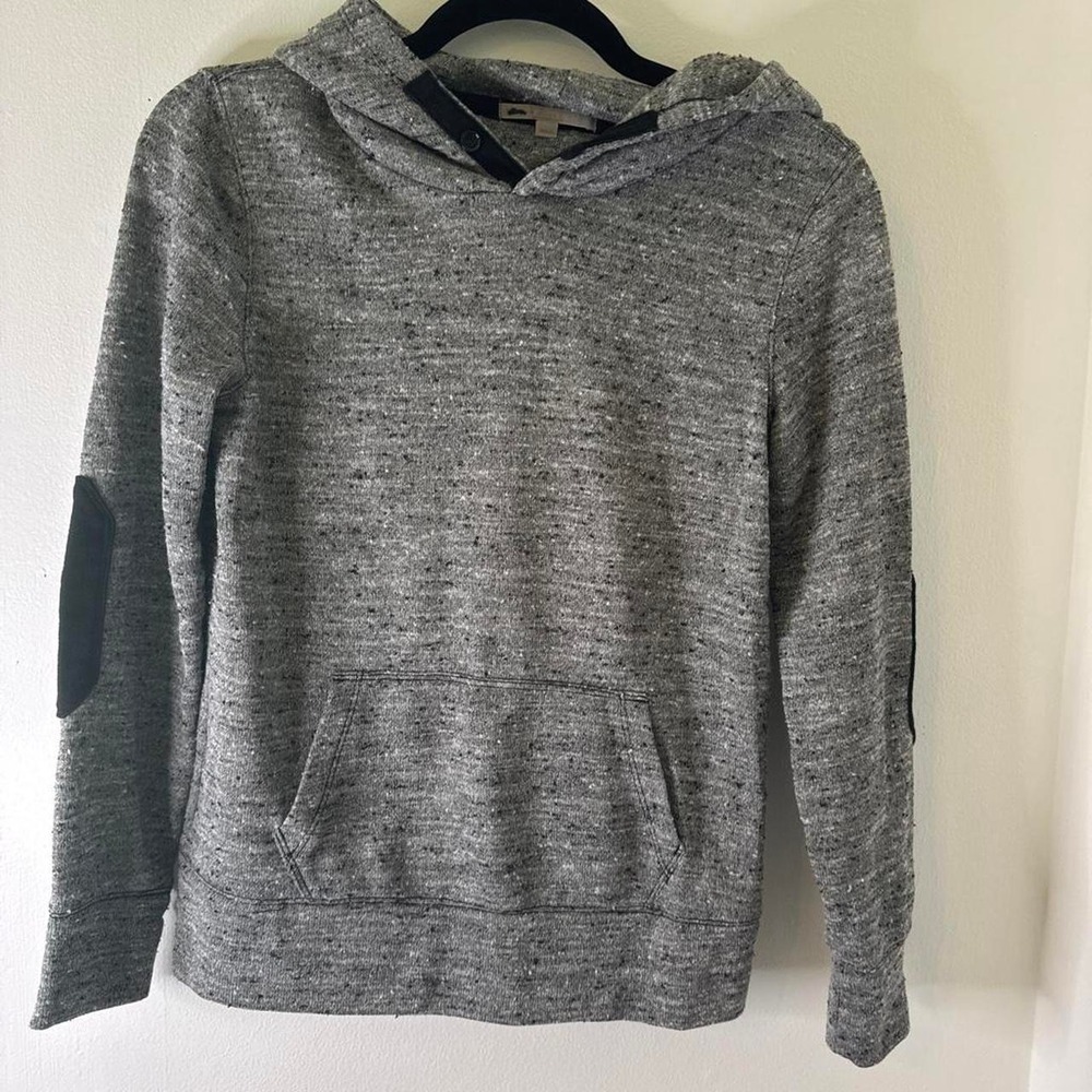 Gap Knit Hoodie Womens S Gray Good Elbow Patches Salt and Pepper Pullover